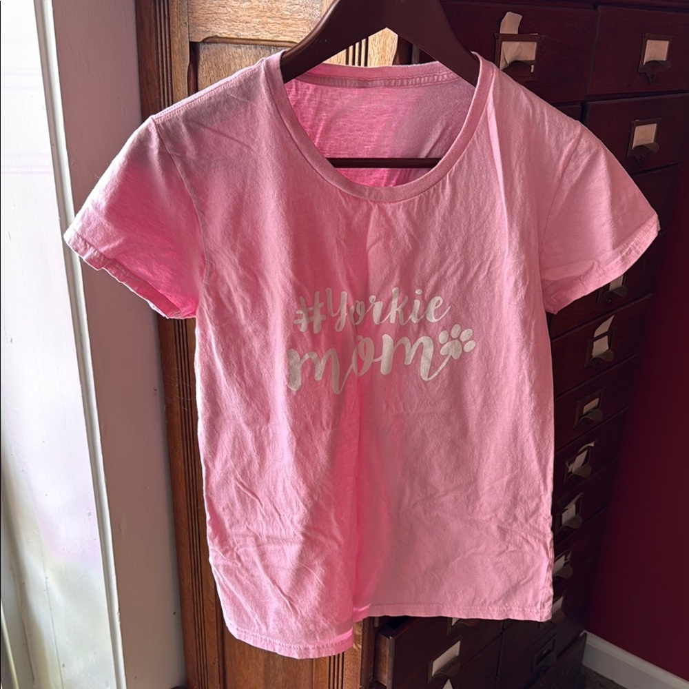 Pink Yorkie Mom Tshirt